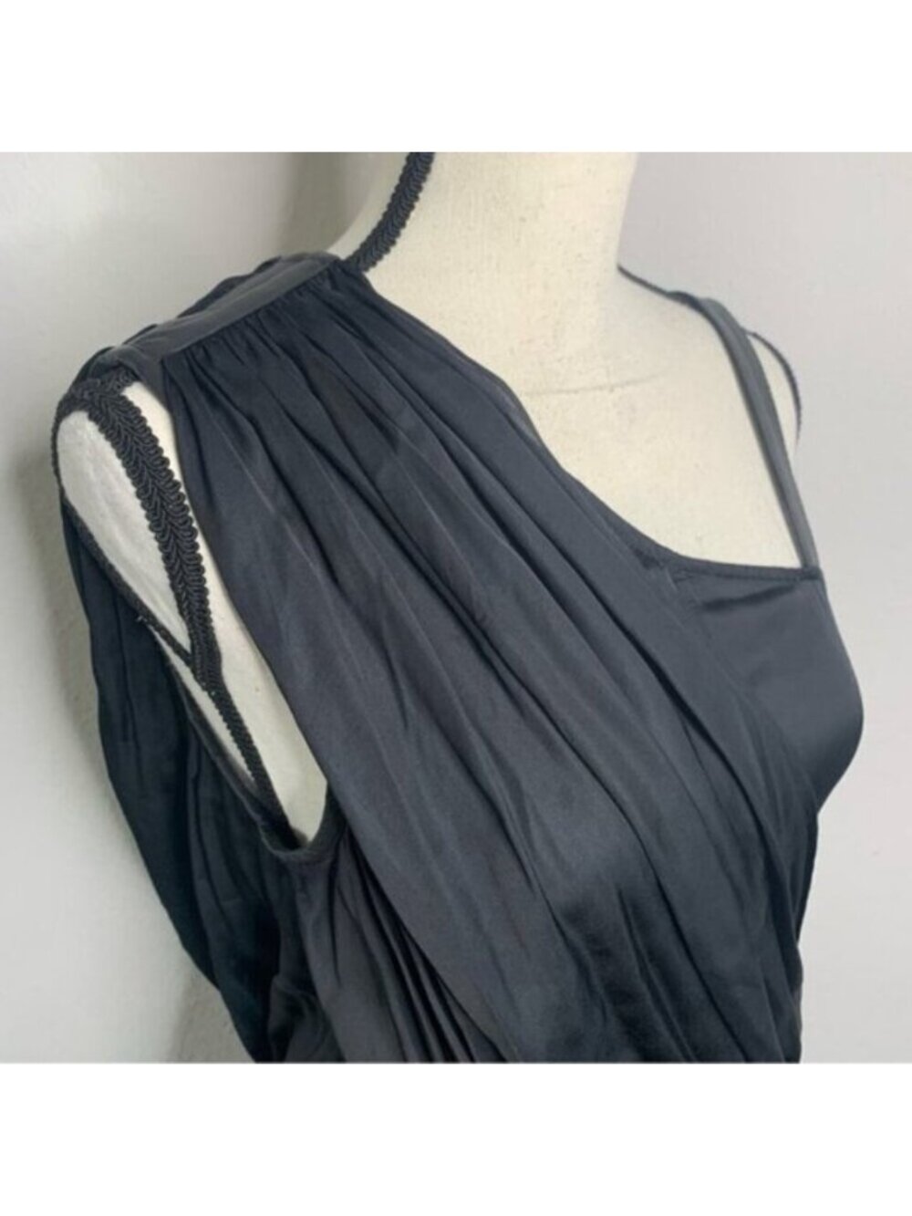 Nicholas K Black One-Shoulder Draped Satin Midi Dress - Picture 13 of 17
